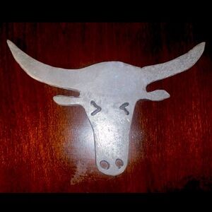 SOLD - Vintage Handmade steel metal cow skull Wall Hanging